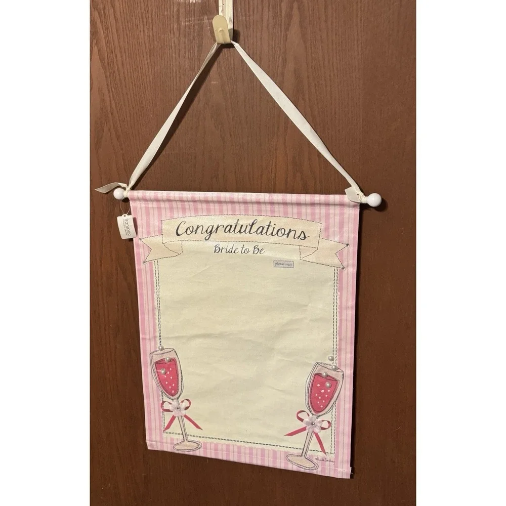 Transpac Autographable Bride to Be Congratulations Canvas Sign Banner Wall Art